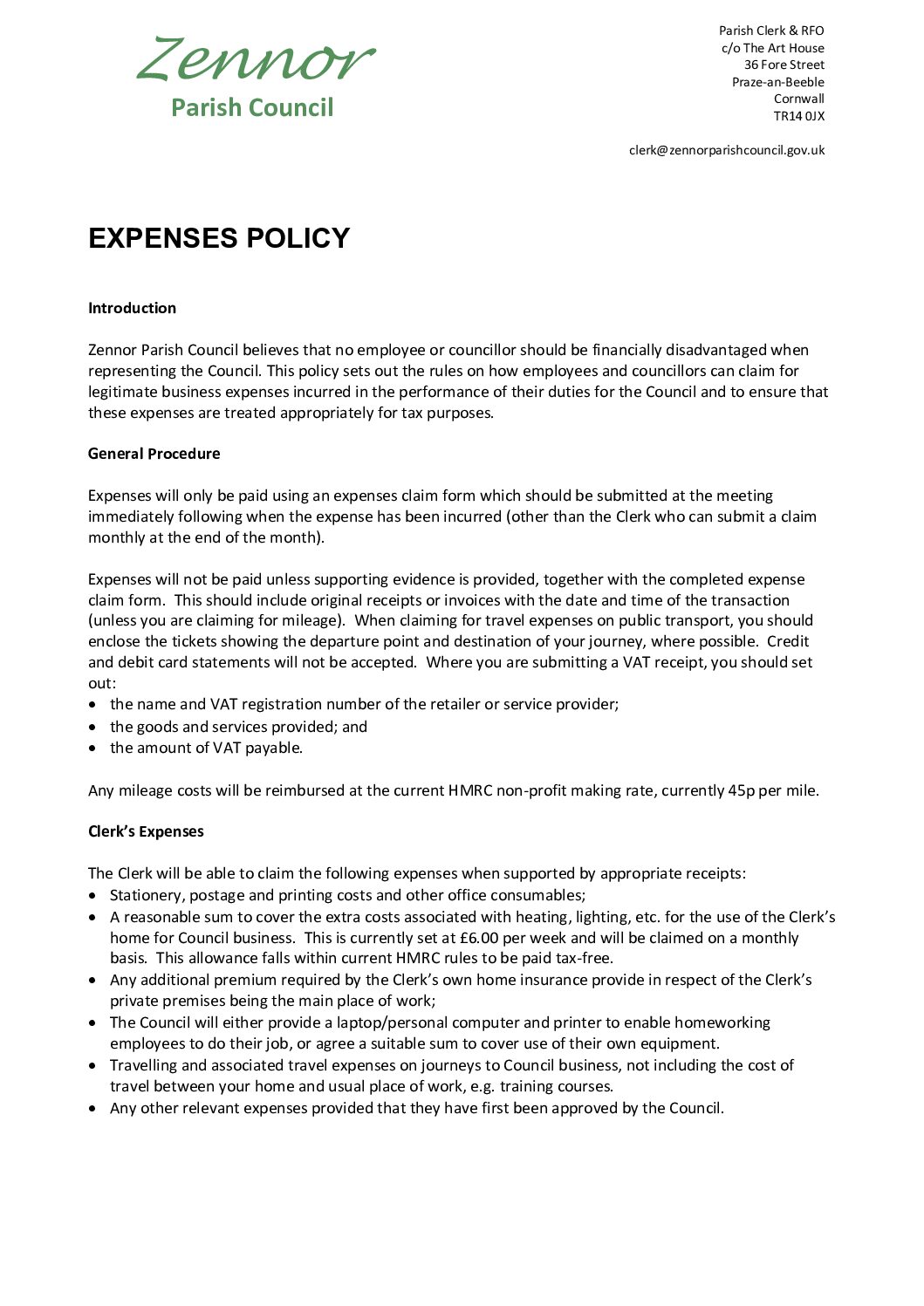 ZPC Expenses Policy