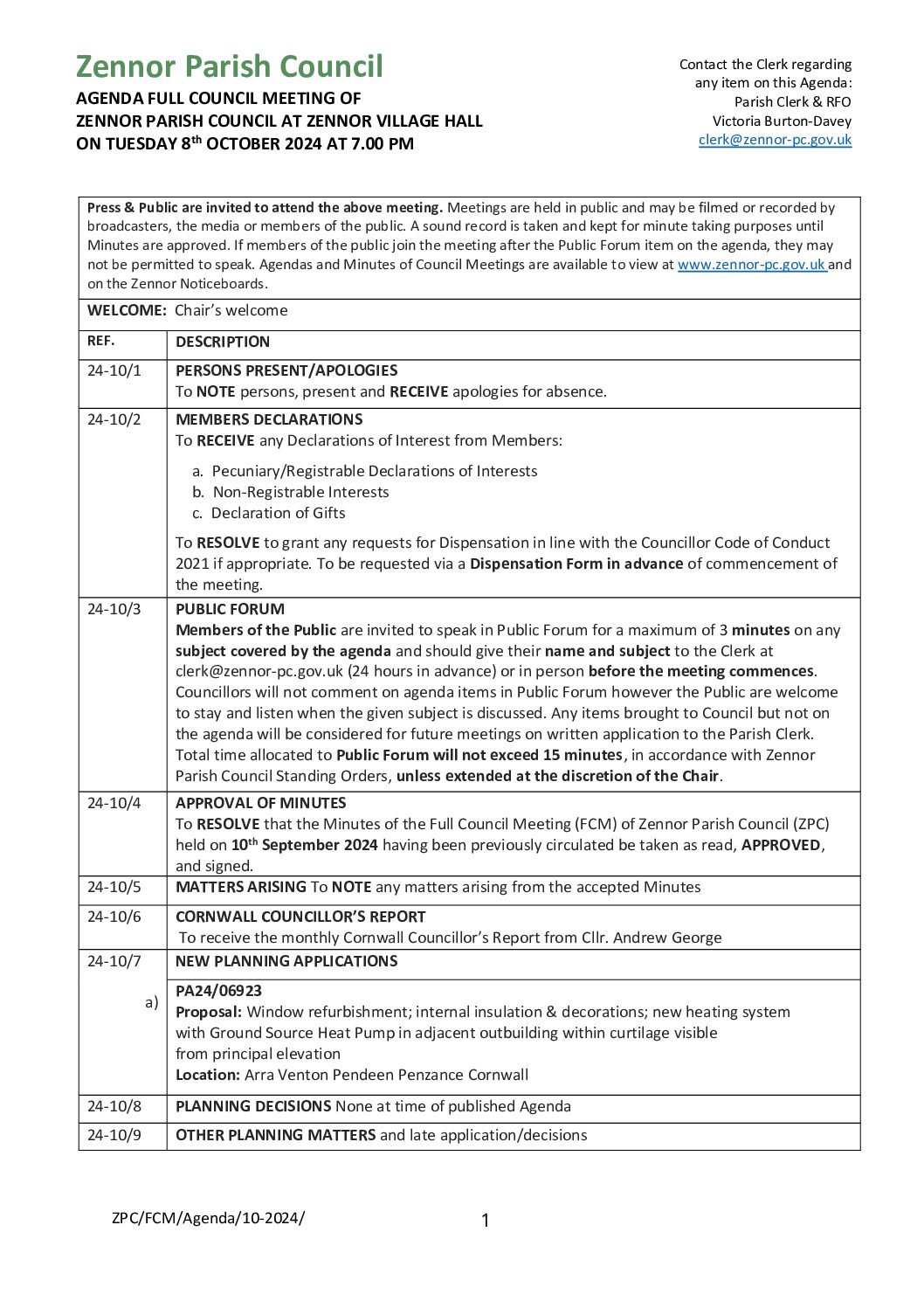 ZPC FCM Agenda 10-2024