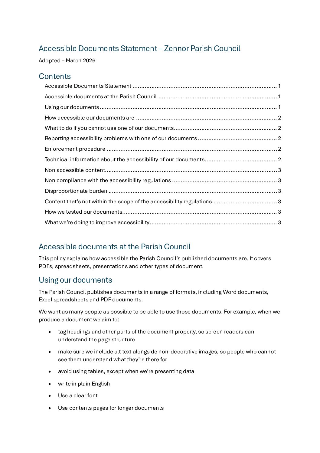 Accessible Documents Statement – March 2026