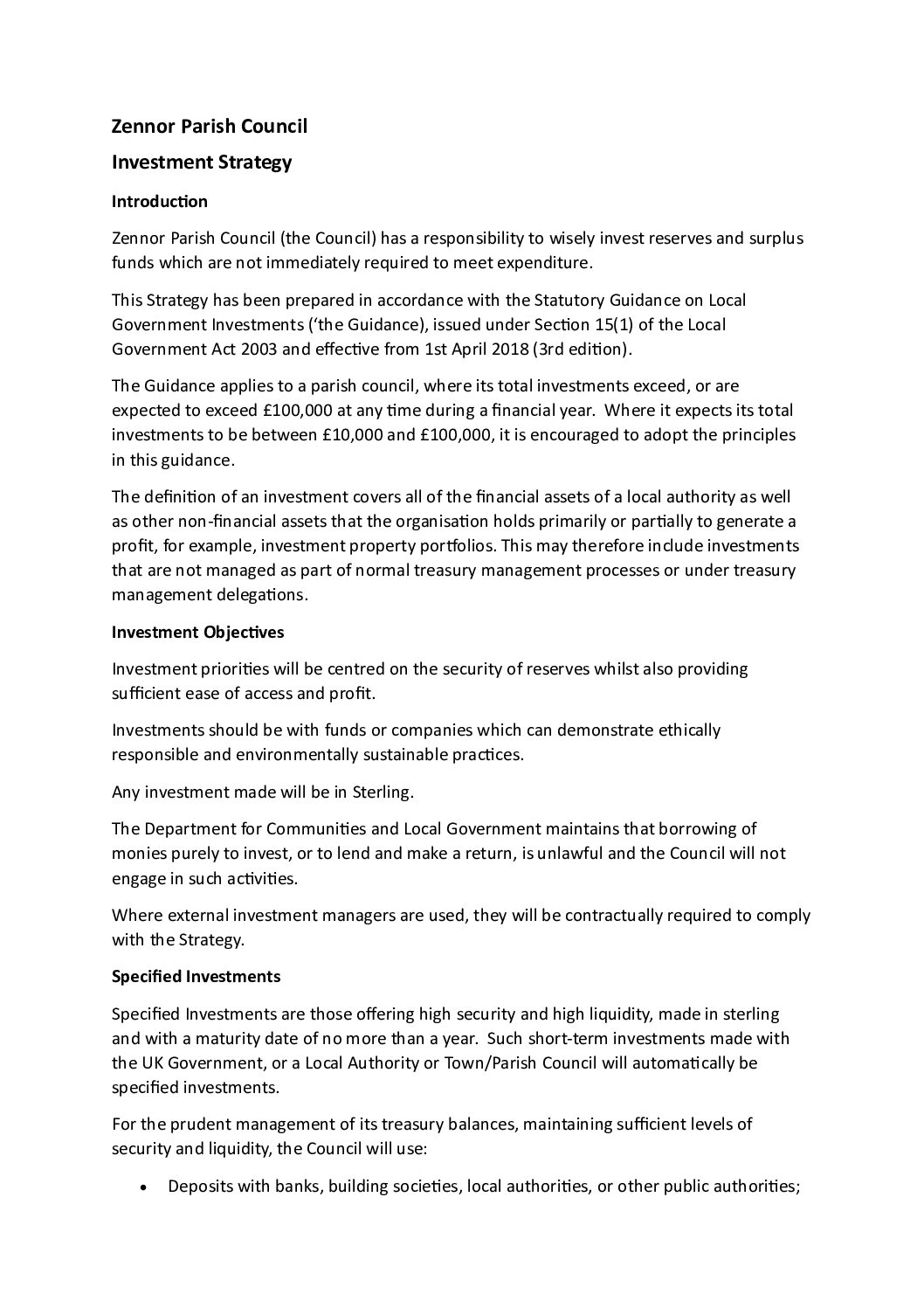Investment strategy – adopted April 2026