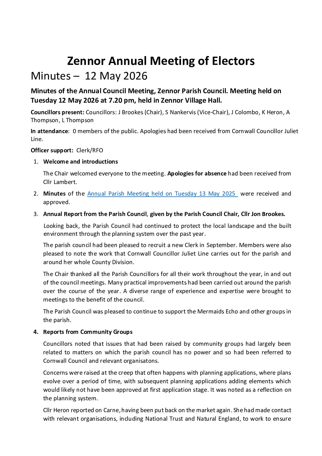 12 May 2026 – Minutes, Annual Electors – ZPC – DRAFT